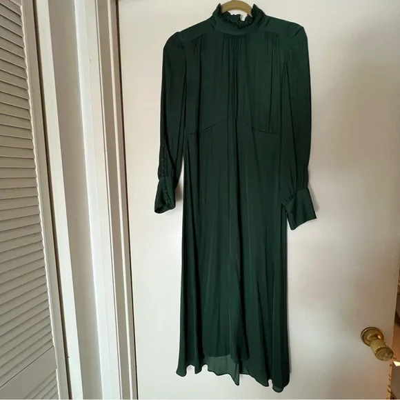 Size Medium ZARA Woman Deep Green Midi Dress - Picture 9 of 9
